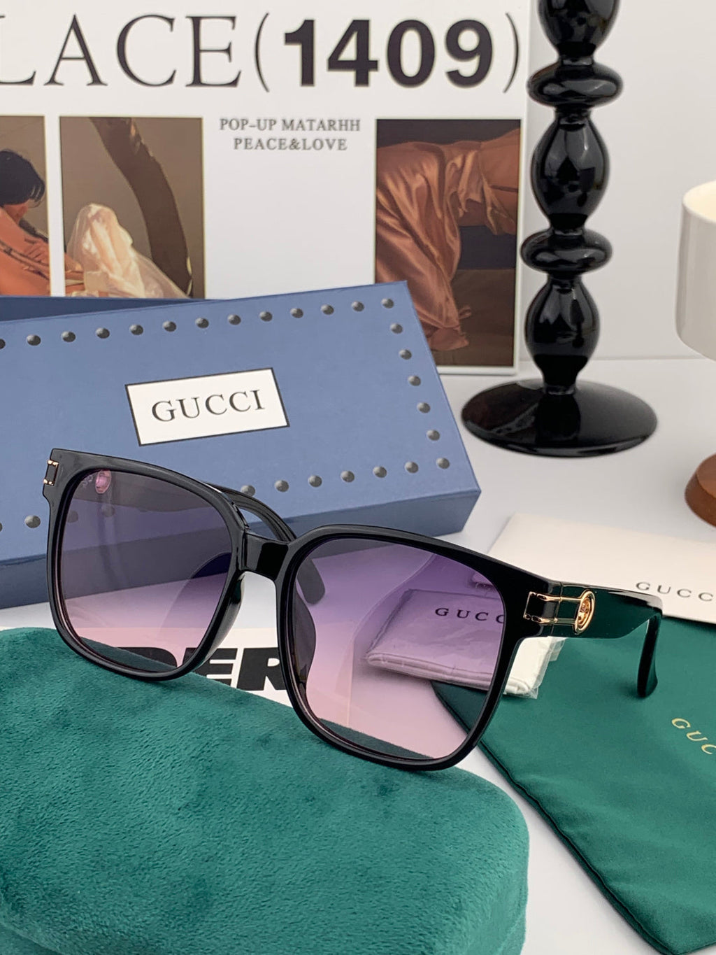 Gucci G1106 Metal Square Gold Lens Sunglasses for Men & Women - 997688 - detail image 2