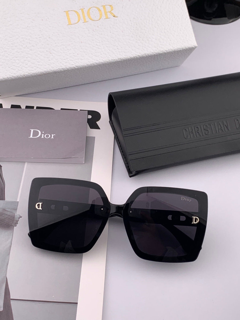 Dior D2302 Square Black Lens Sunglasses for Men & Women - detail image 2