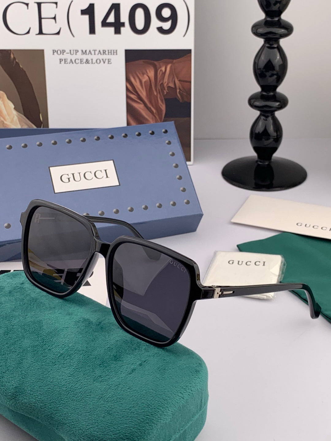Gucci G3905 Metal Square Black Lens Sunglasses for Men & Women - detail image 4