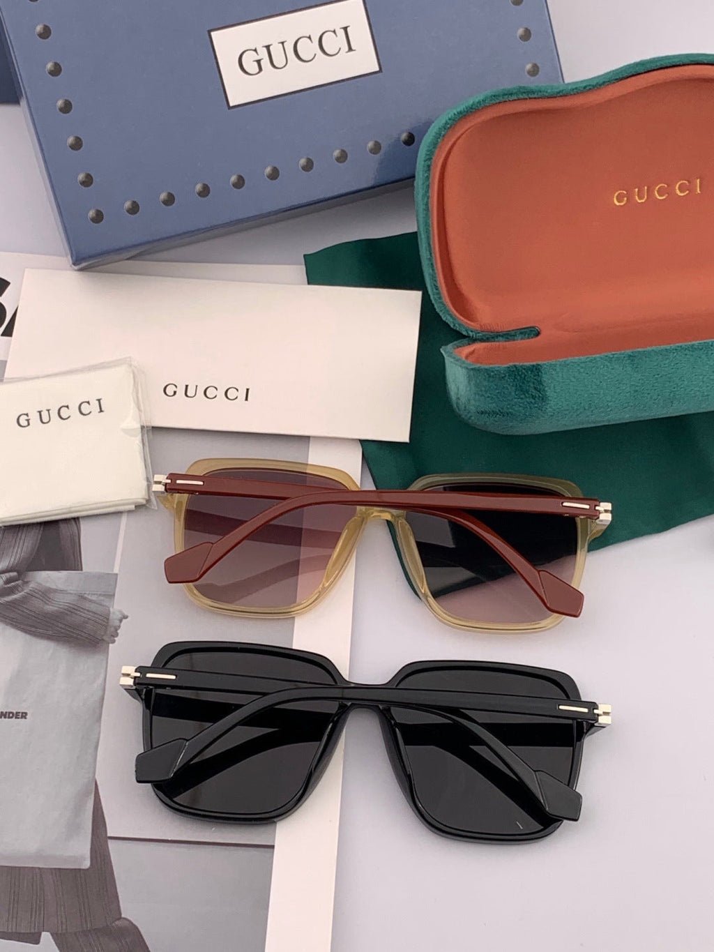 Gucci G3905 Metal Square Black Lens Sunglasses for Men & Women - detail image 6