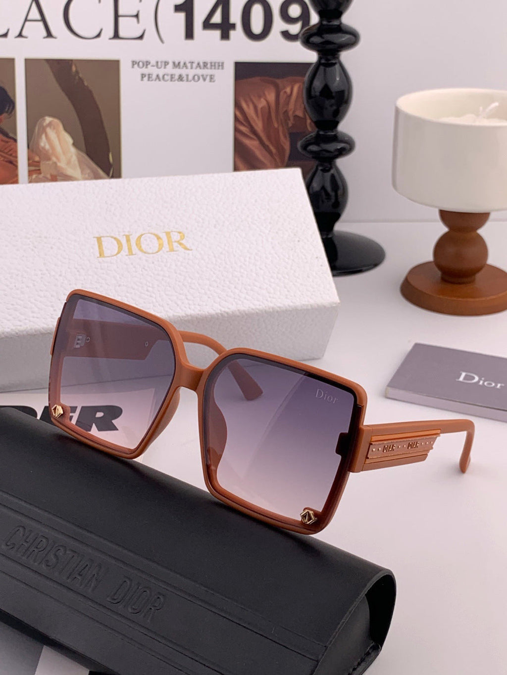 Dior CD1277 Polarized Square Red Lens Sunglasses for Women - 997988 - detail image 2