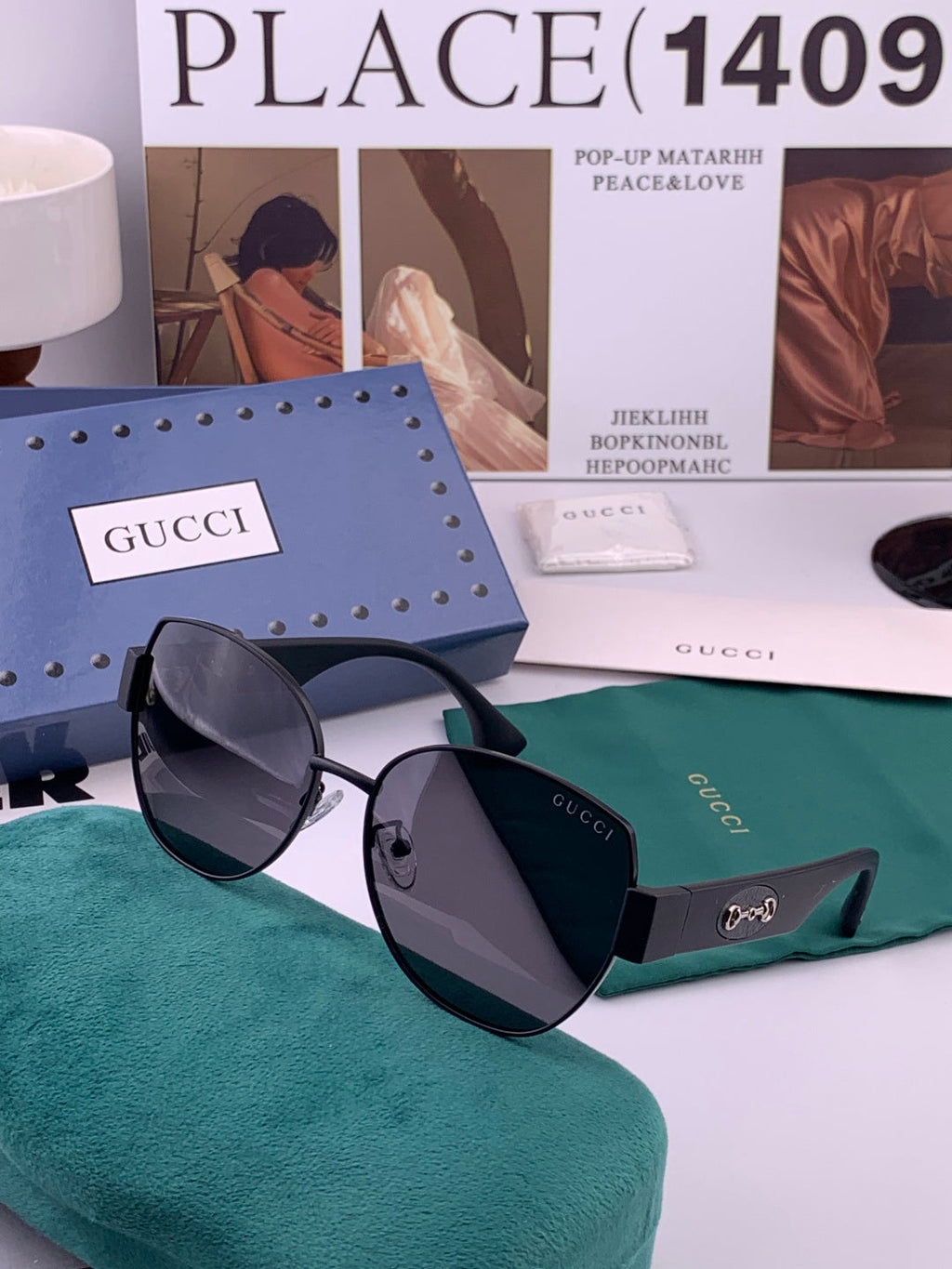 Gucci G1379 Metal Square Gold Lens Sunglasses for Men & Women - 997602 - detail image 2