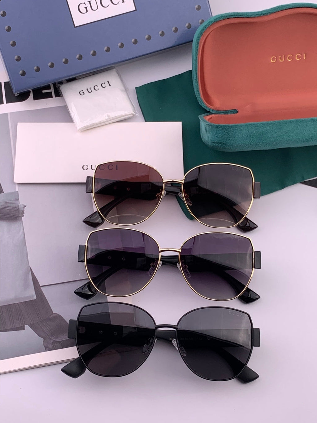 Gucci G22201 Metal Square Gold Lens Sunglasses for Men & Women - detail image 6