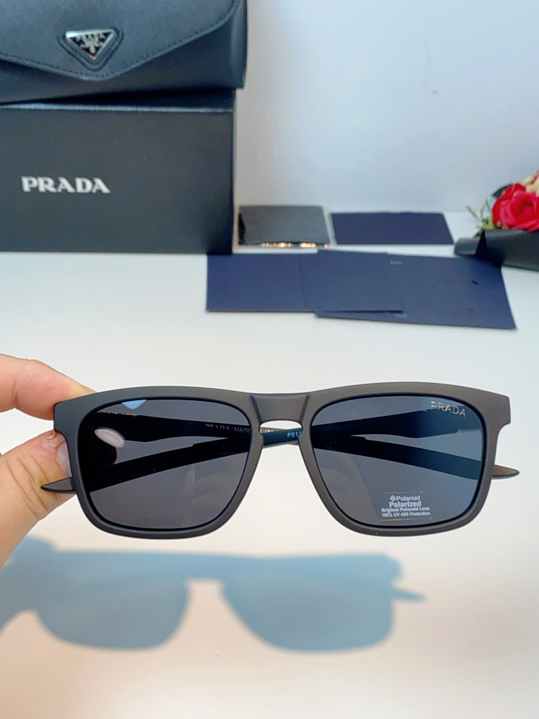 Prada Polarized Fashion Gray Lens Sunglasses for Men - 398947 - detail image 4
