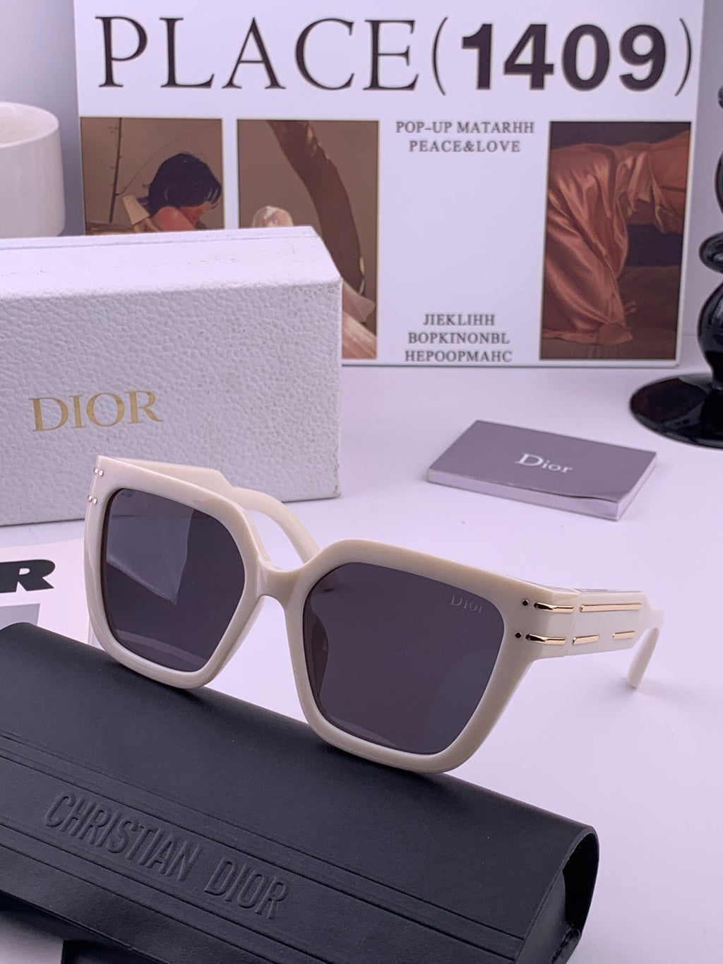 Dior CD9990 Polarized Square Black Lens Sunglasses for Women - 132406 - detail image 4
