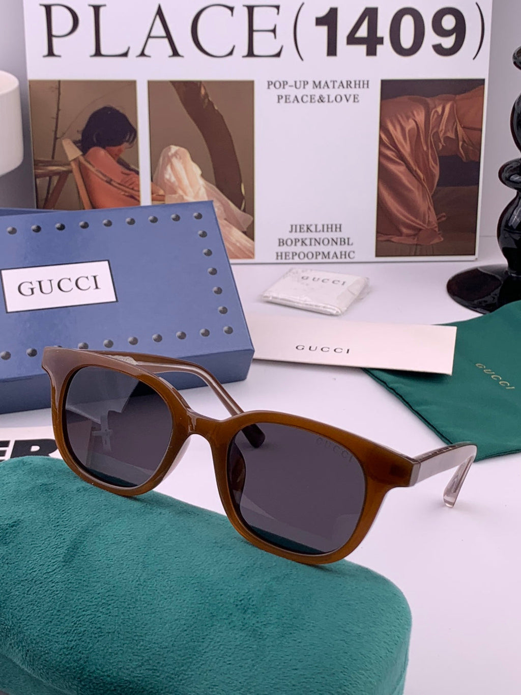 Gucci G5990 Polarized Square Gold Lens Sunglasses for Men & Women - 132294 - detail image 3