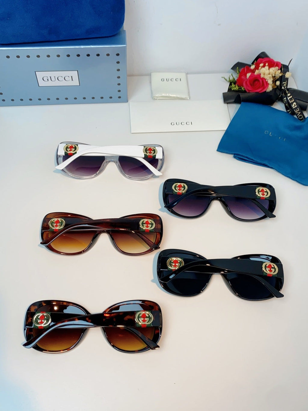 Gucci Oval Black Lens Sunglasses for Men & Women - 158201 - detail image 11