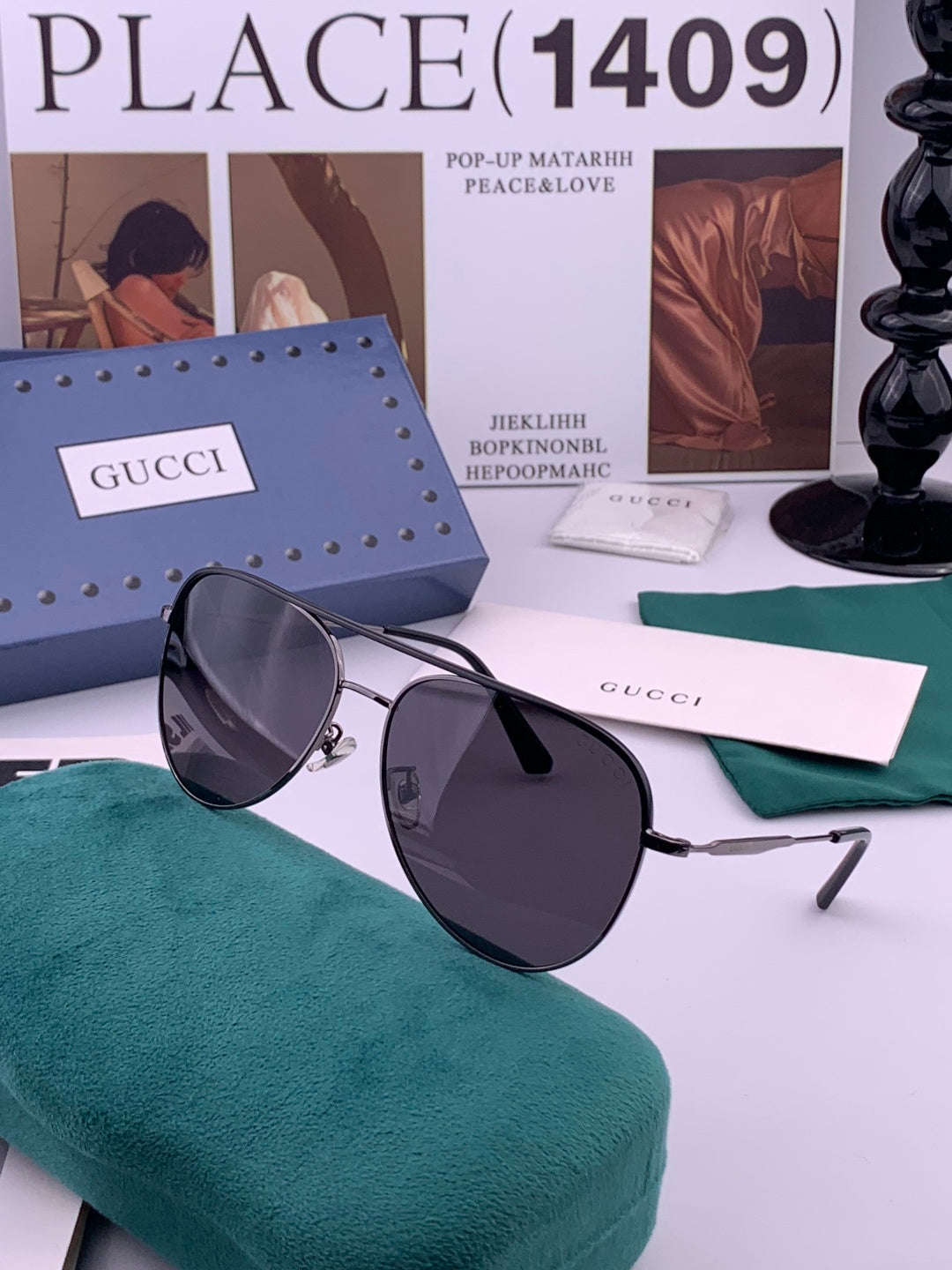 Gucci G3863 Polarized Aviator Black Lens Sunglasses for Men & Women - 158248 - detail image 4