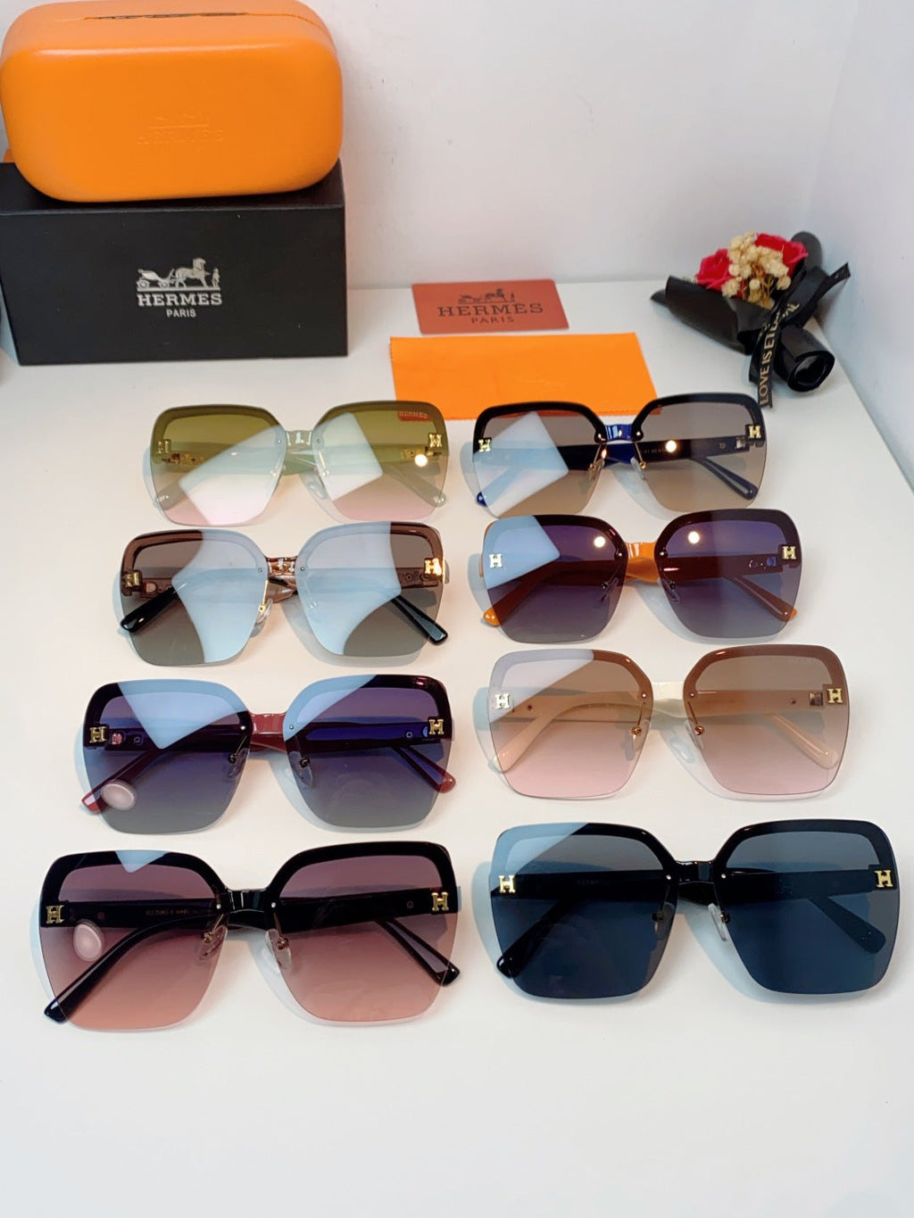 Hermès Lightweight Rimless Brown Lens Sunglasses for Men & Women - 416523 - detail image 12