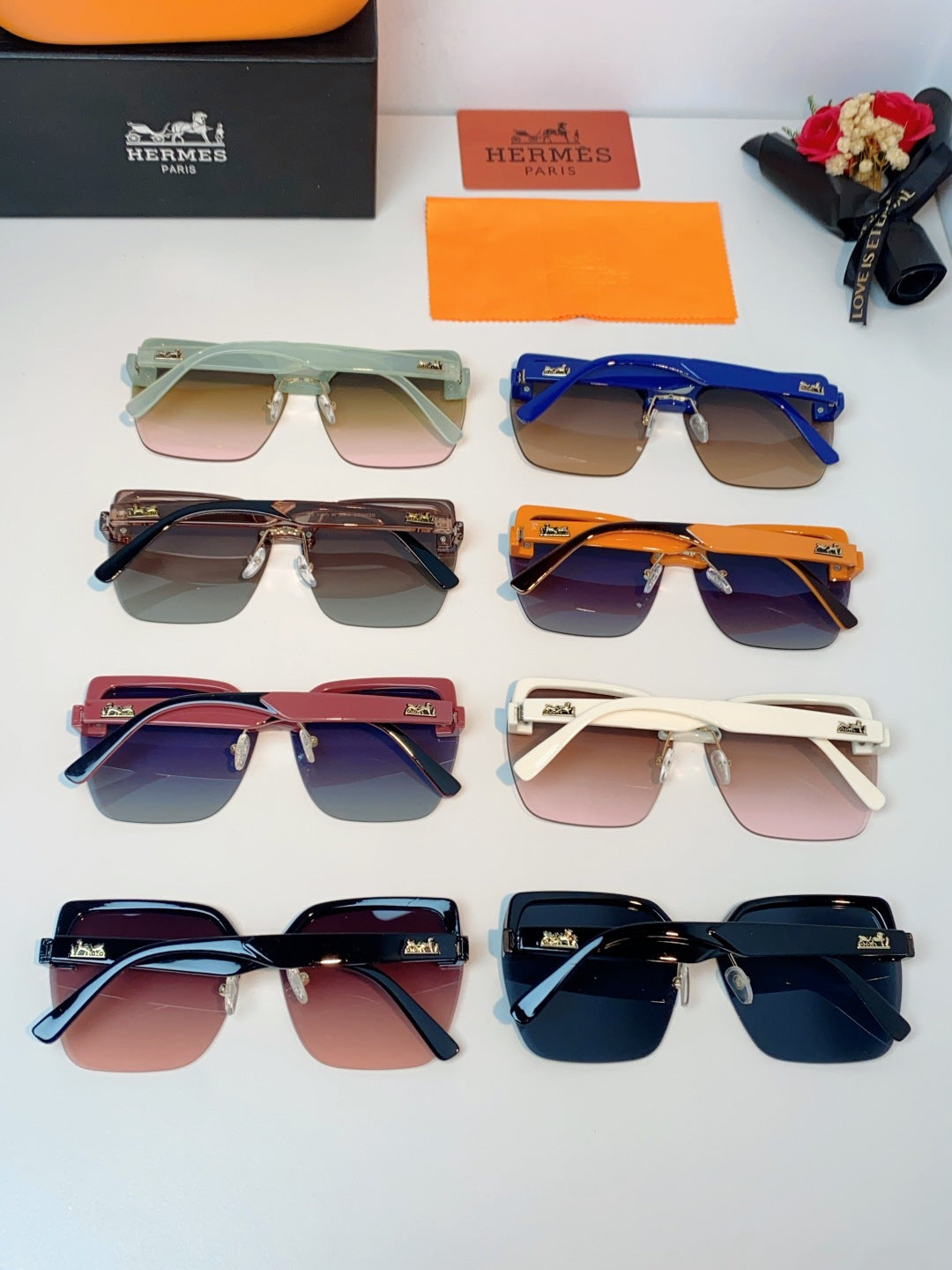 Hermès Lightweight Rimless Brown Lens Sunglasses for Men & Women - 416523 - detail image 11