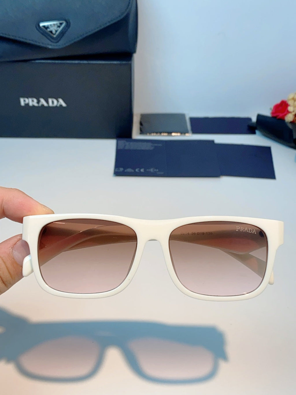 Prada Polarized Square Brown Lens Sunglasses for Men & Women - 487168 - detail image 4