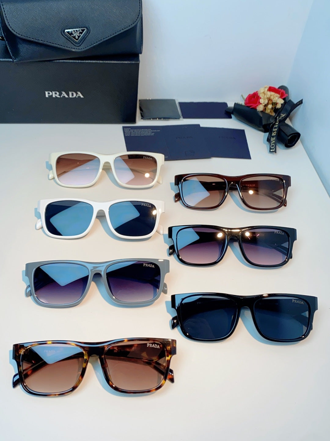 Prada Polarized Square Blue Lens Sunglasses for Men & Women - 487170 - detail image 12