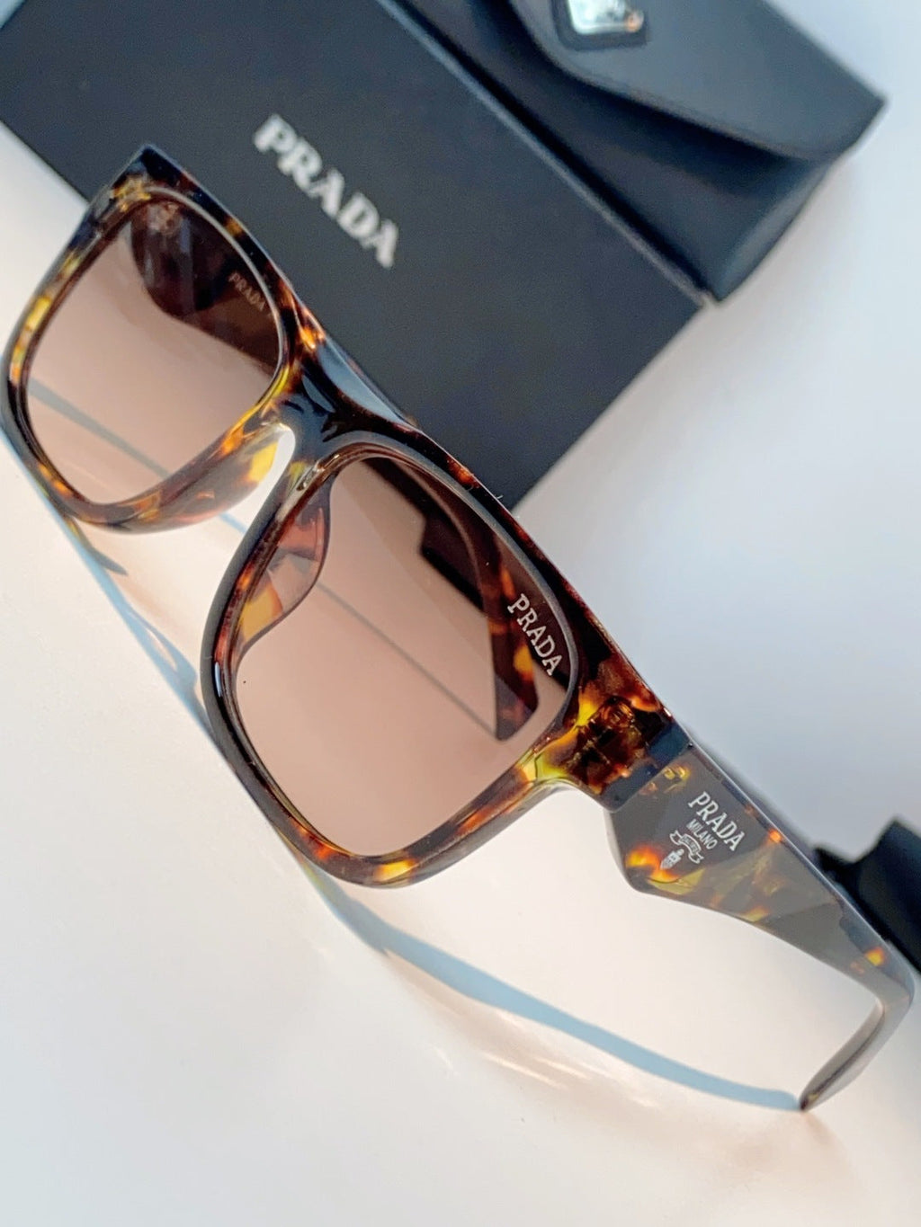 Prada Polarized Square Brown Lens Sunglasses for Men & Women - detail image 7
