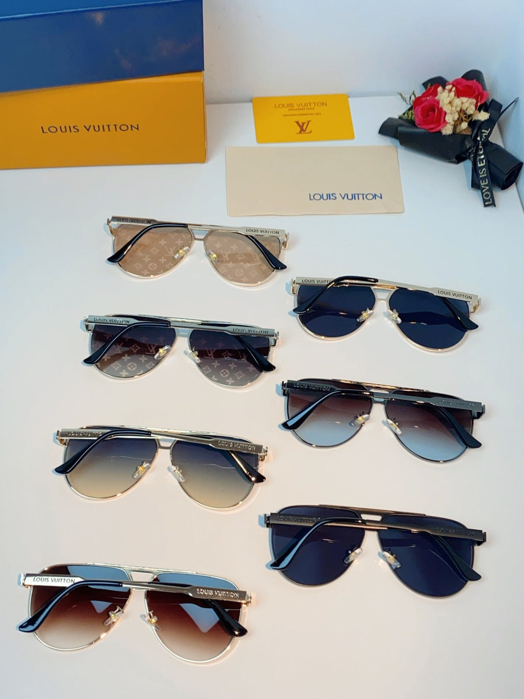 Louis Vuitton Metal Aviator Gold Lens Sunglasses for Men - detail image 11