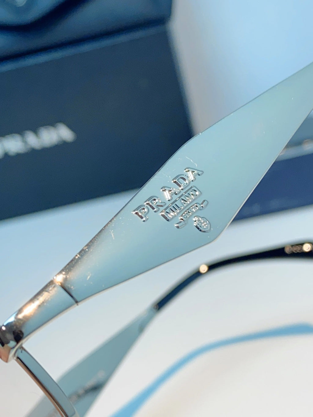 Prada Metal Oval Silver Lens Sunglasses for Men & Women - detail image 8
