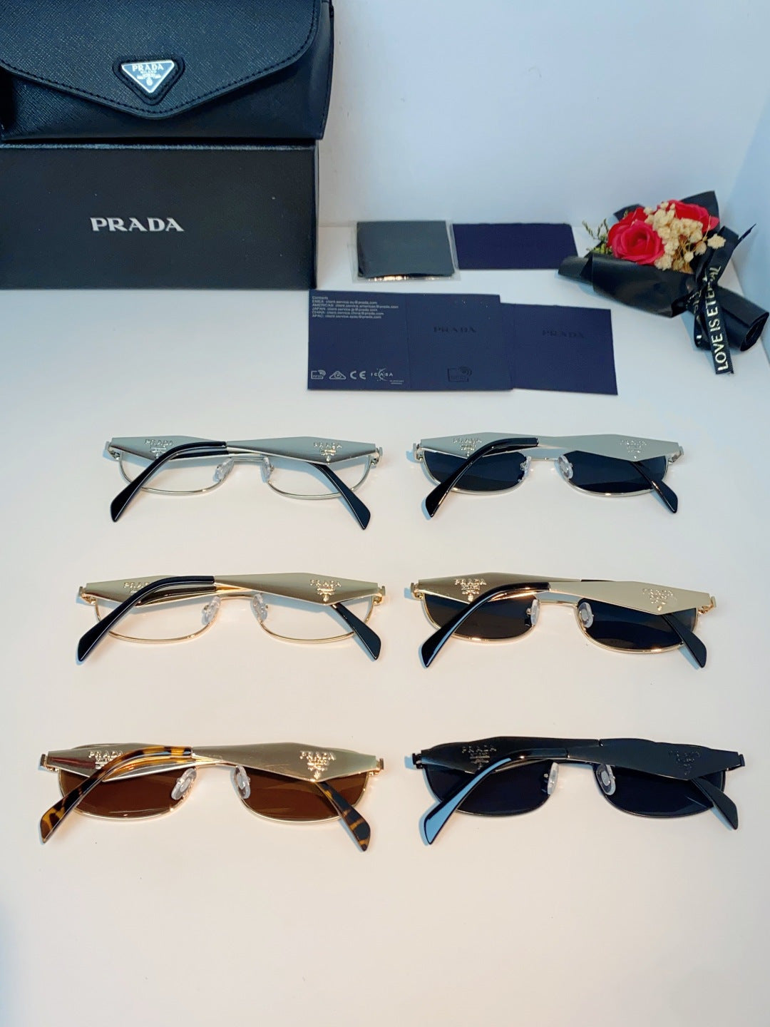 Prada Metal Oval Brown Lens Sunglasses for Men & Women - detail image 12