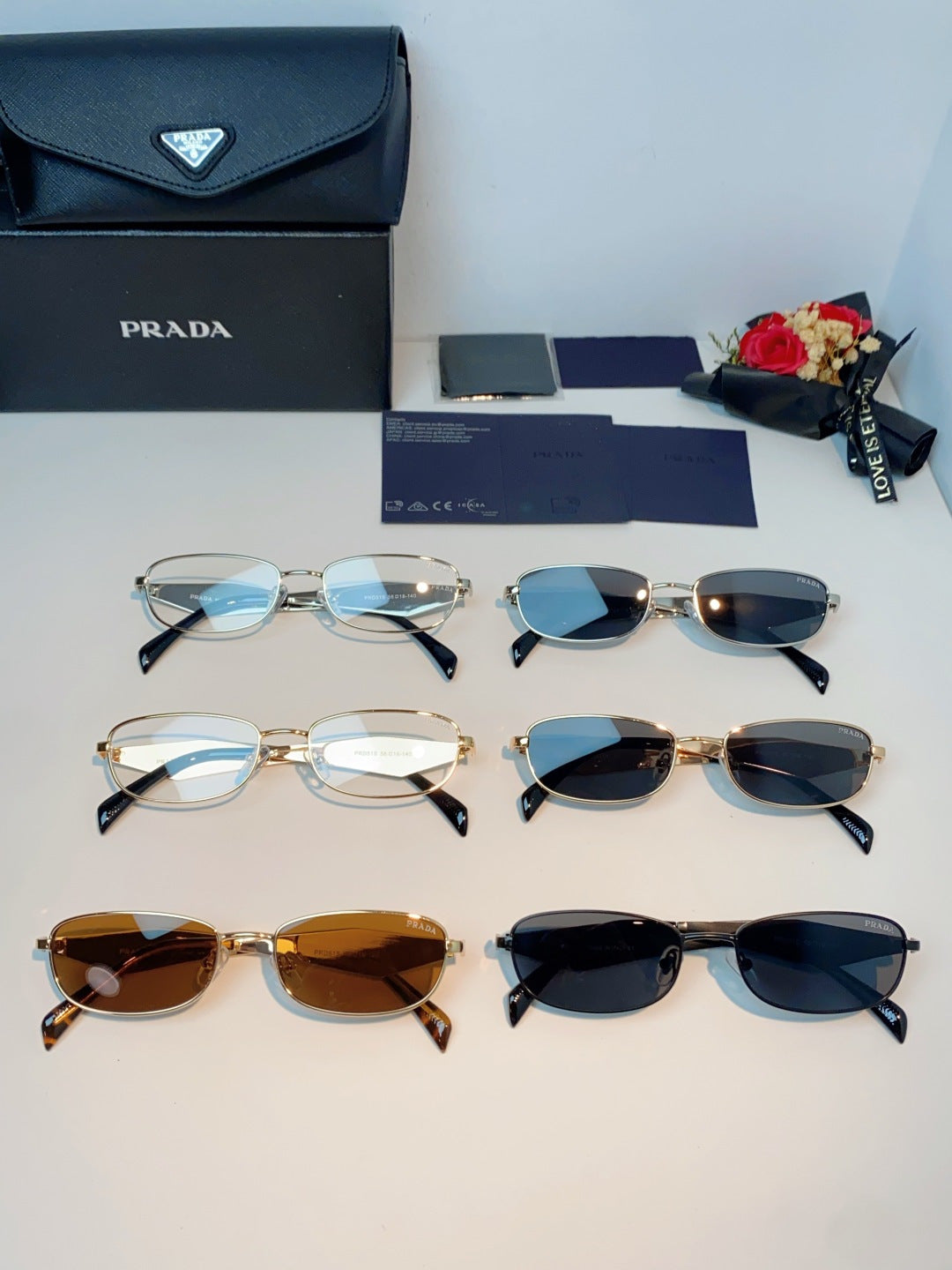 Prada Metal Oval Brown Lens Sunglasses for Men & Women - detail image 13