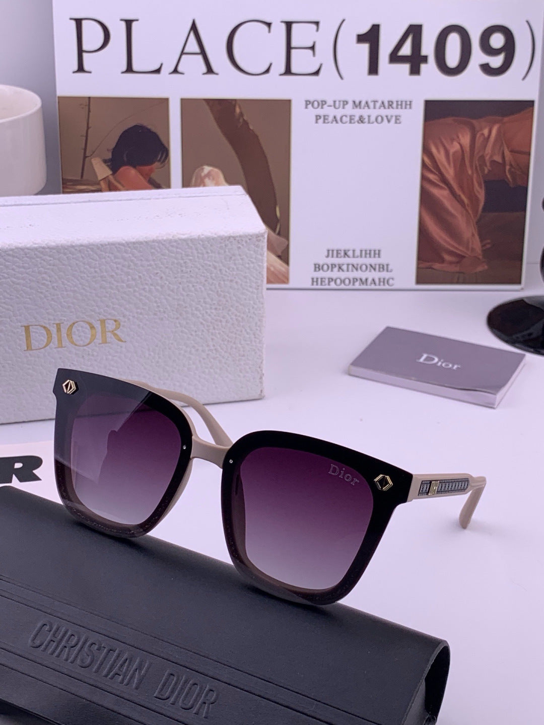 Dior CD1972 Polarized Square Gold Lens Sunglasses for Women - 358168 - detail image 3