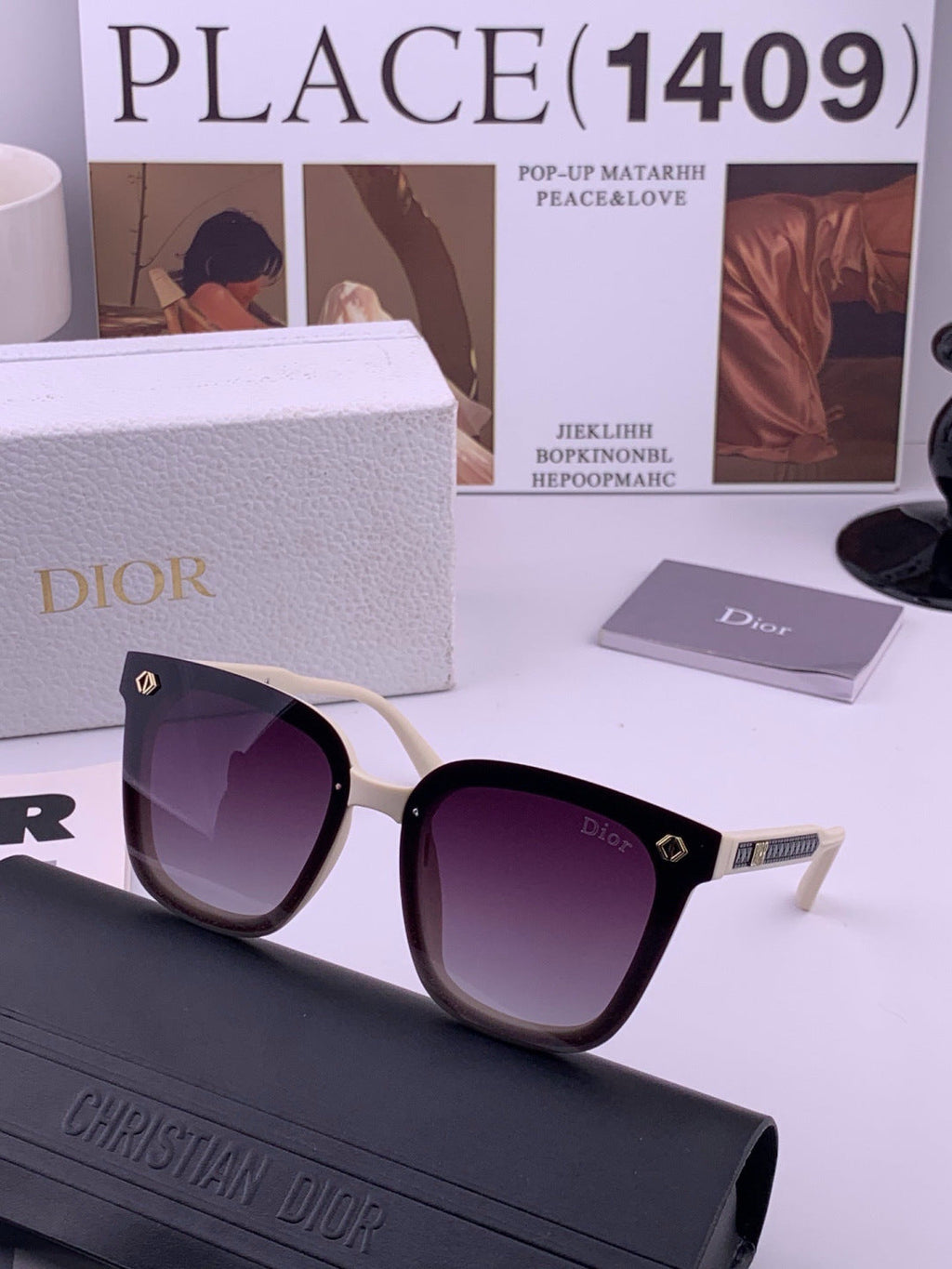 Dior CD1972 Polarized Square Gold Lens Sunglasses for Women - 358168