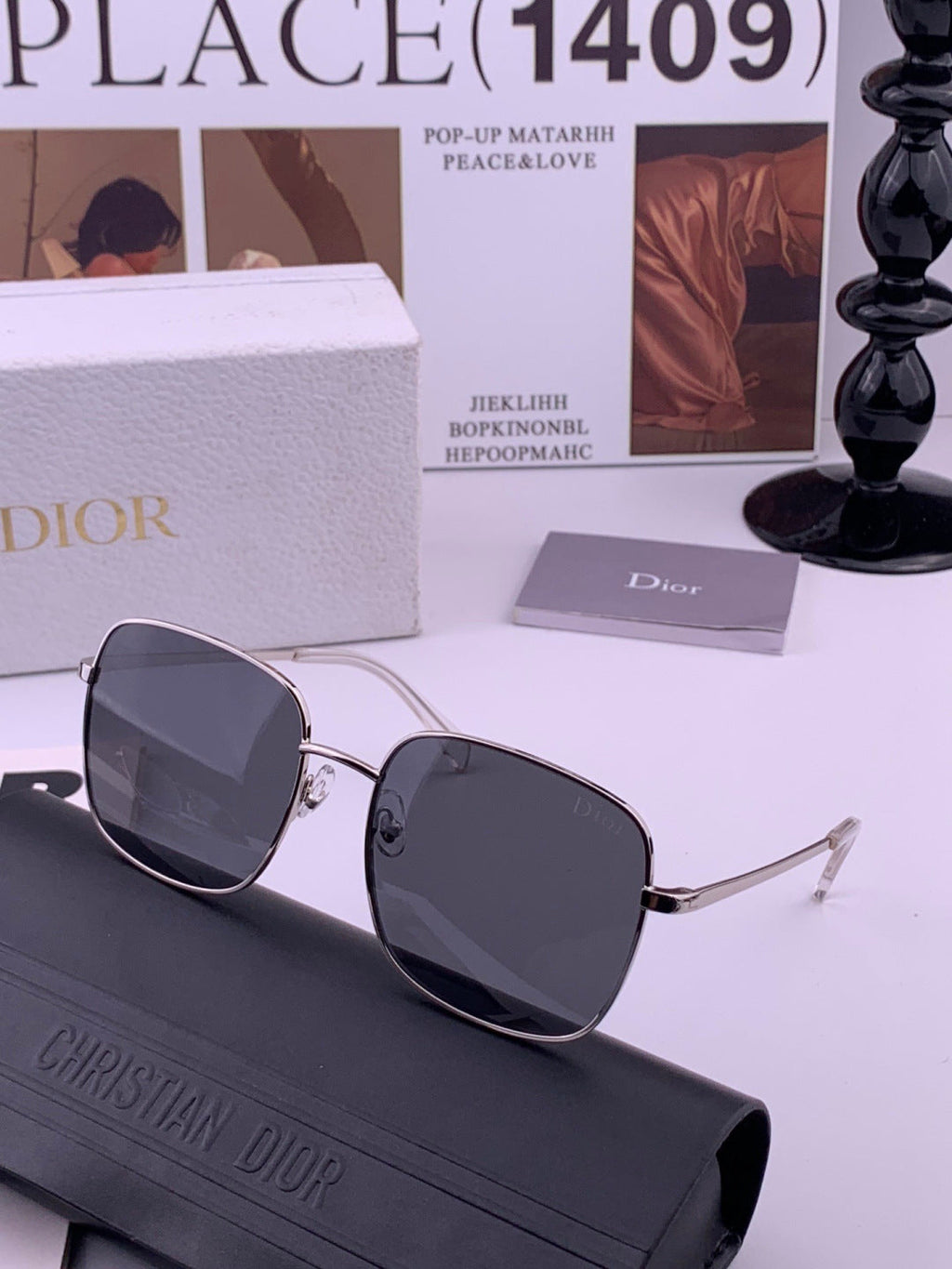 Dior CD5908 Square Black Lens Sunglasses for Women - 358165 - detail image 2