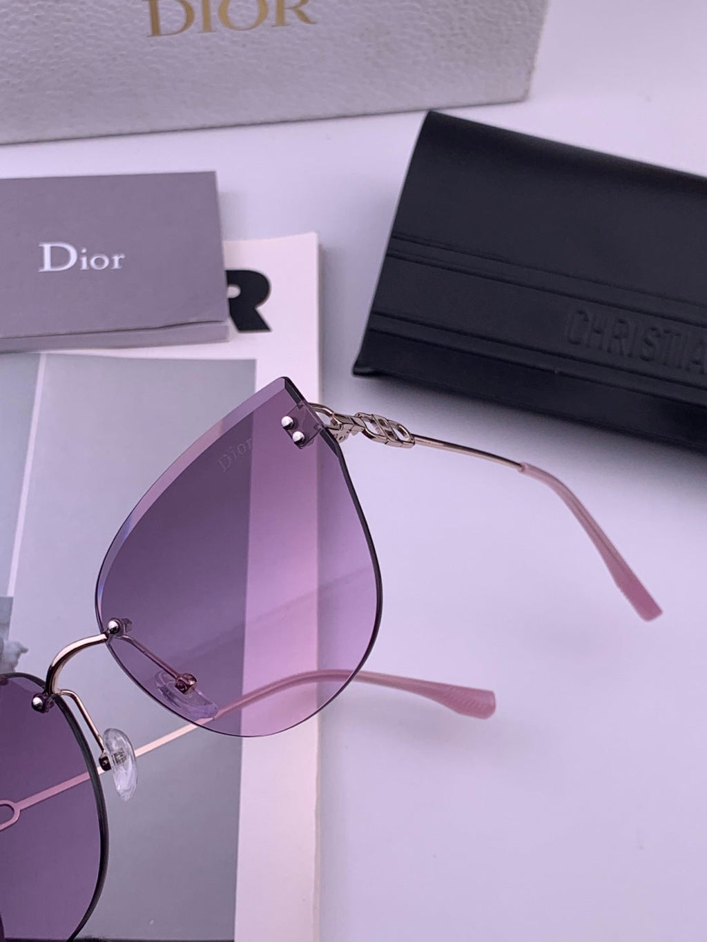 Dior CD3251 Lightweight Rimless Brown Lens Sunglasses for Women - 358166 - detail image 2