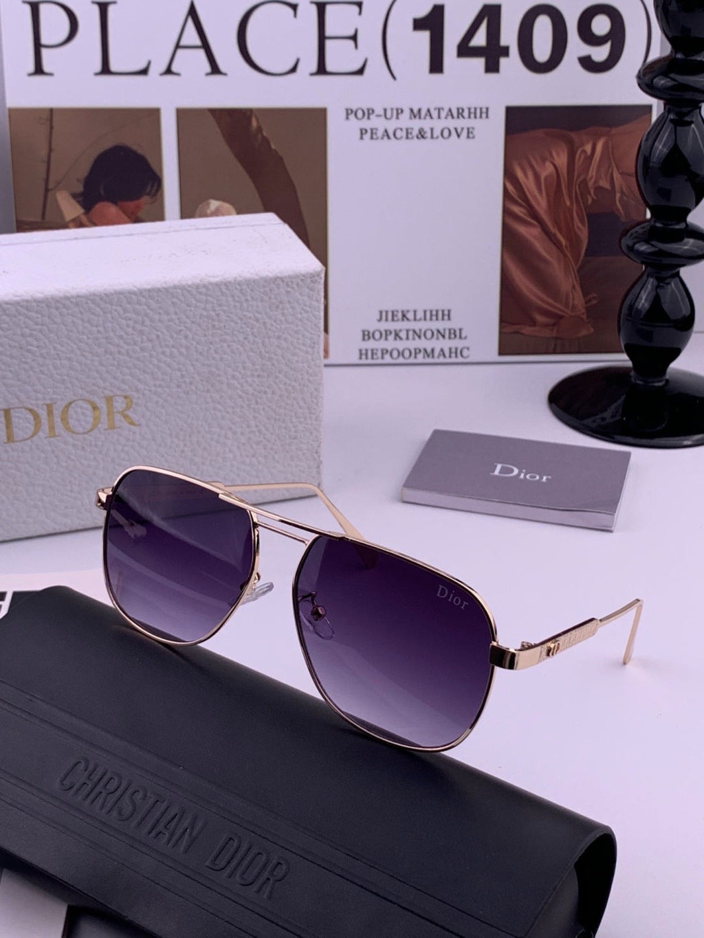 Dior CD313 Fashion Black Lens Sunglasses for Women - 358203 - detail image 4