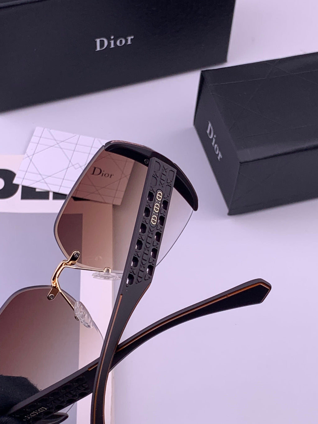 Dior CD5296 Square Gold Lens Sunglasses for Women - 371900 - detail image 5