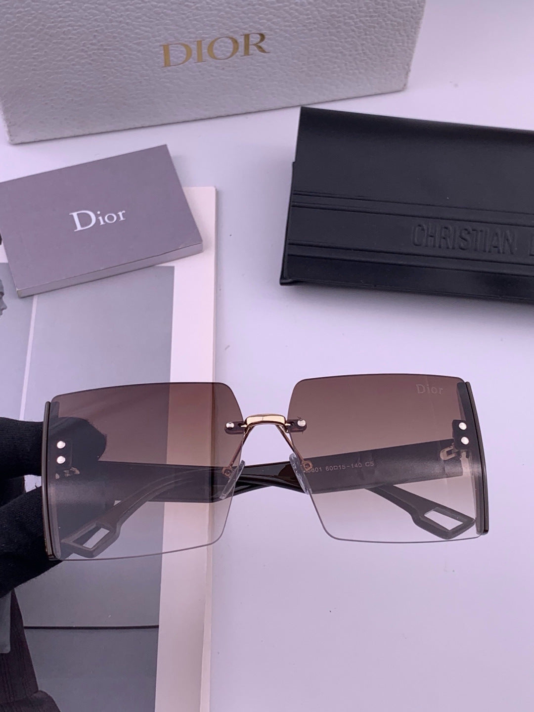 Dior CD2233 Lightweight Metal Rimless Gold Lens Sunglasses for Women - 371923