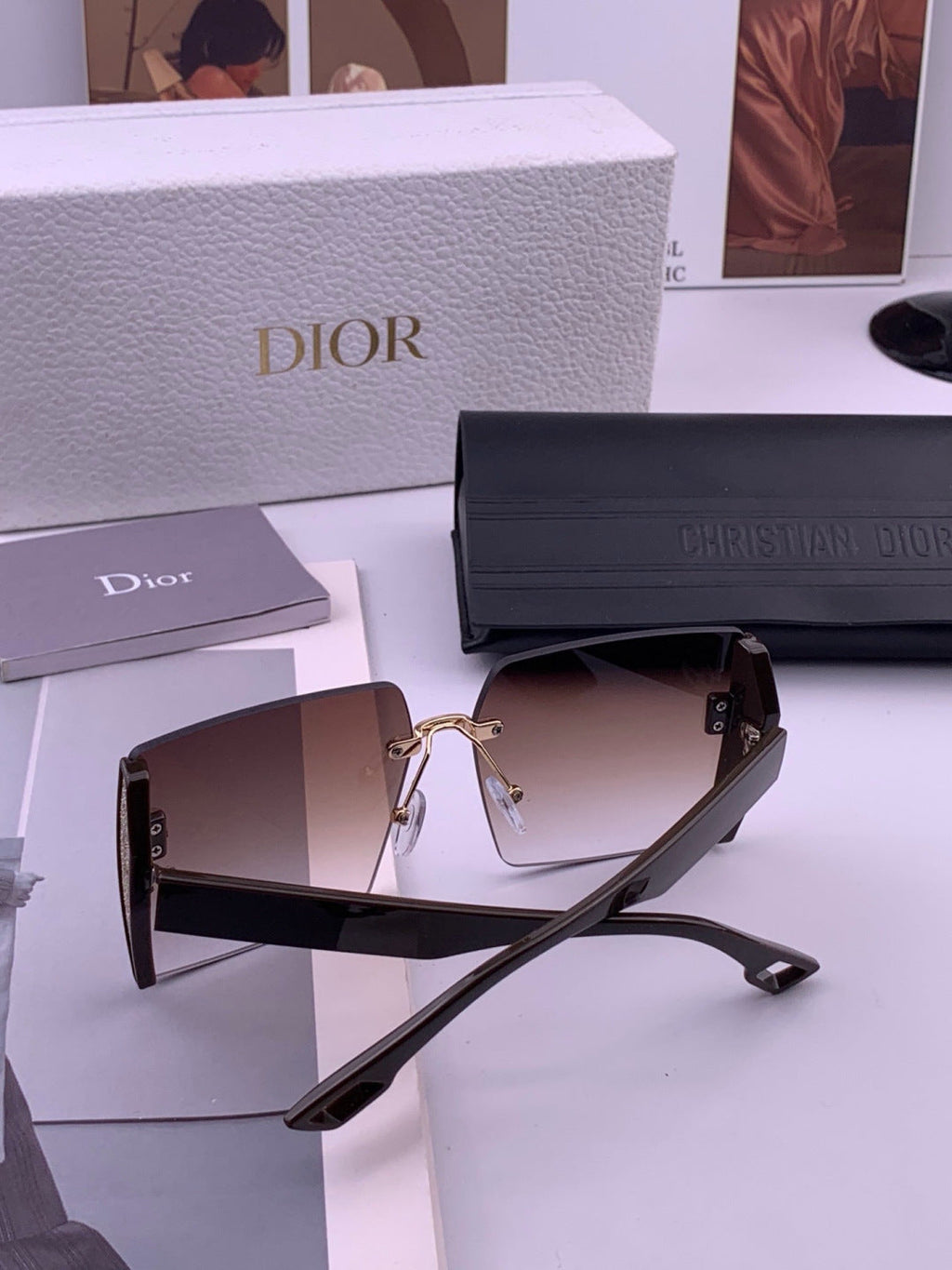Dior CD2233 Lightweight Metal Rimless Gold Lens Sunglasses for Women - 371923 - detail image 5