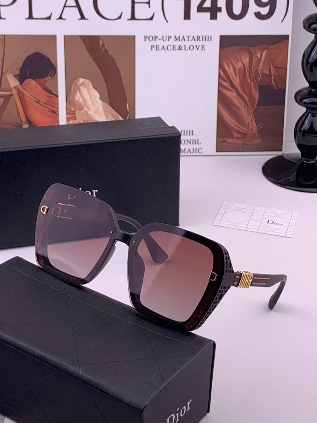 Dior CD3290 Polarized Square Gold Lens Sunglasses for Women - 371917 - detail image 2