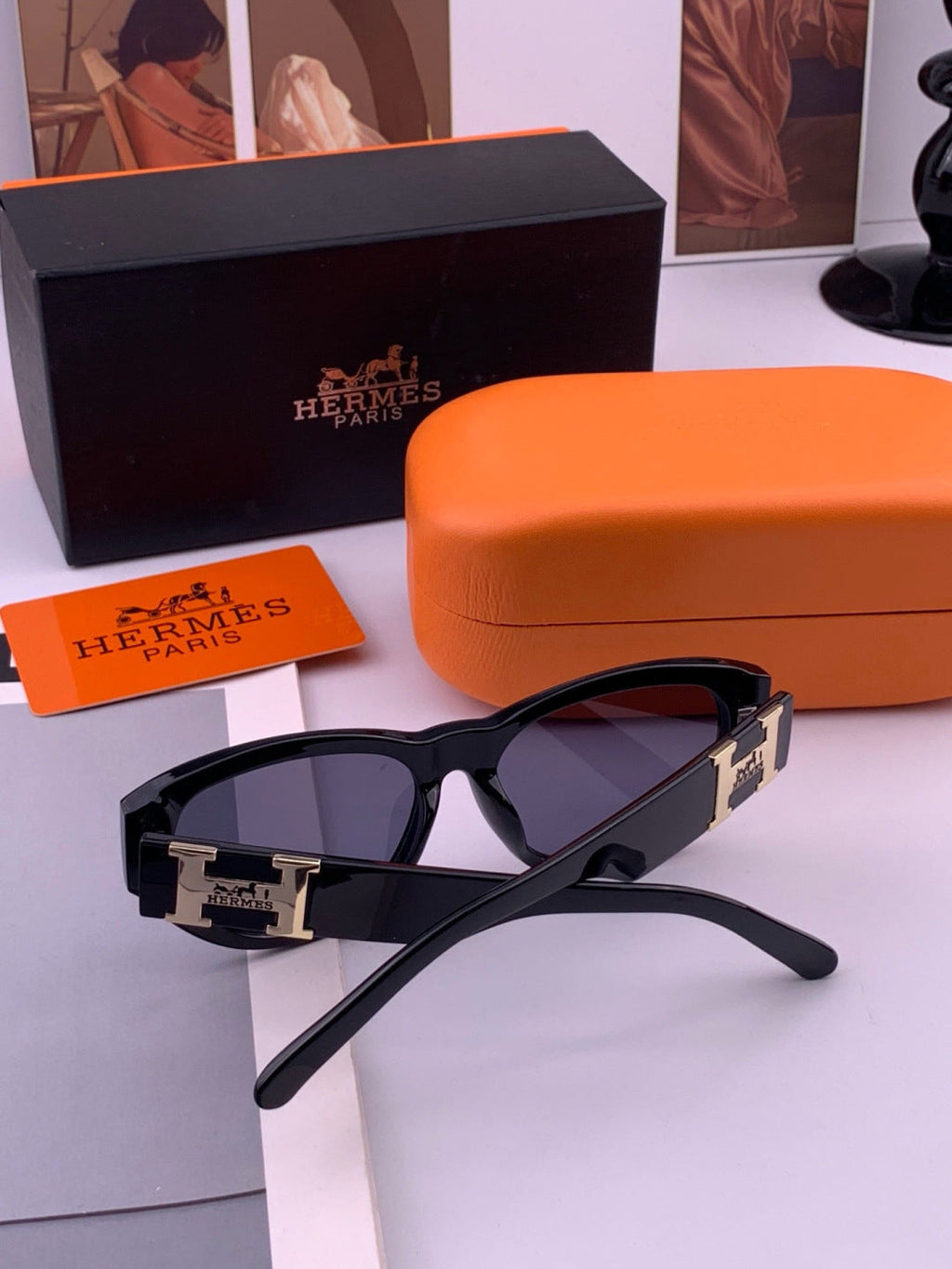 Hermès H37005 Square Black Lens Sunglasses for Men & Women - 372648 - detail image 5