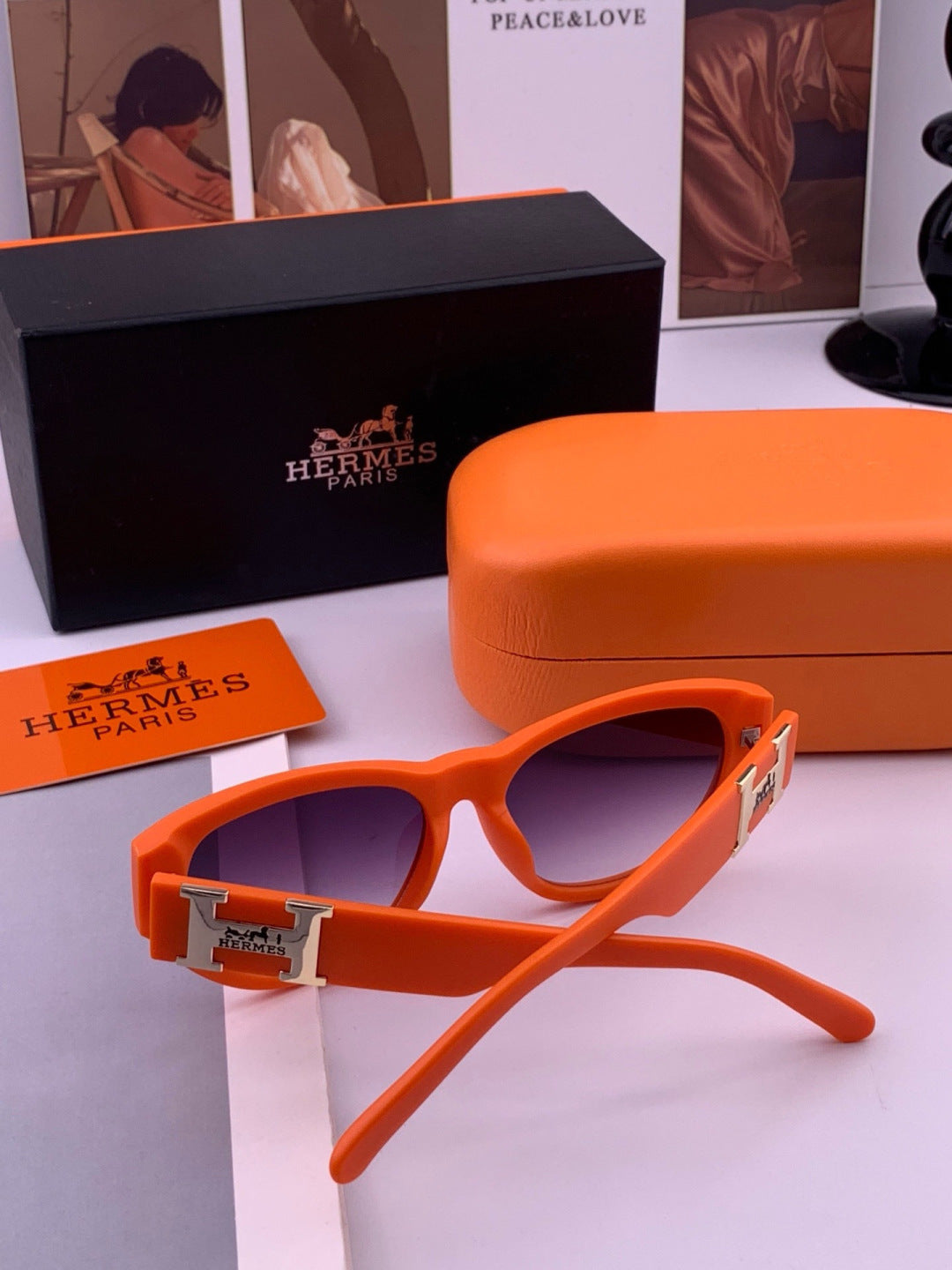 Hermès H37005 Square Red Lens Sunglasses for Men & Women - 372649 - detail image 7