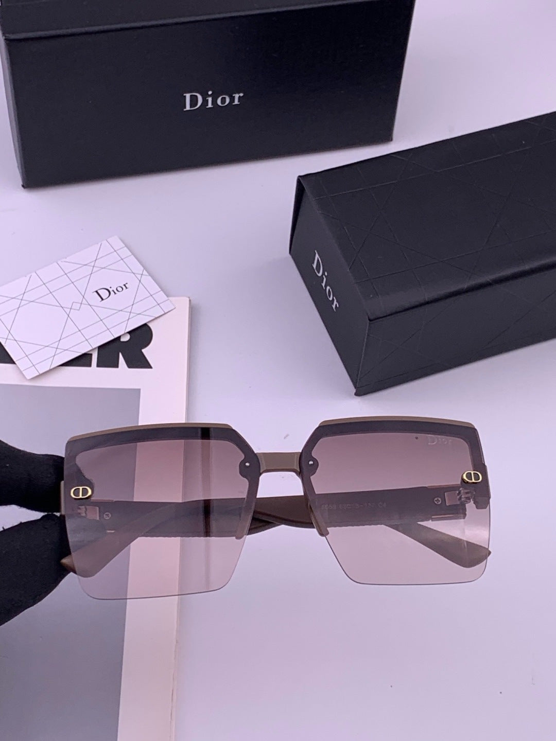 Dior D9805 Square Gold Lens Sunglasses for Men & Women - 371955
