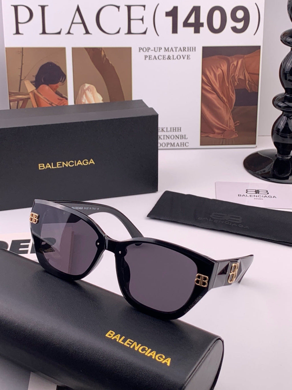 Balenciaga BL1350 Metal Fashion Black Lens Sunglasses for Men & Women - 382909