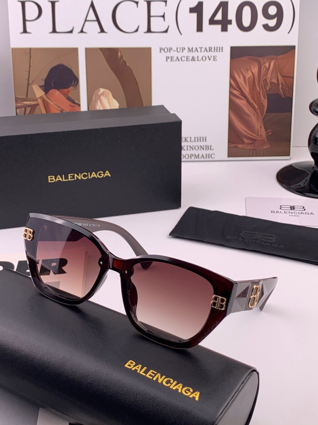 Balenciaga BL1350 Metal Fashion Black Lens Sunglasses for Men & Women - 382909 - detail image 2