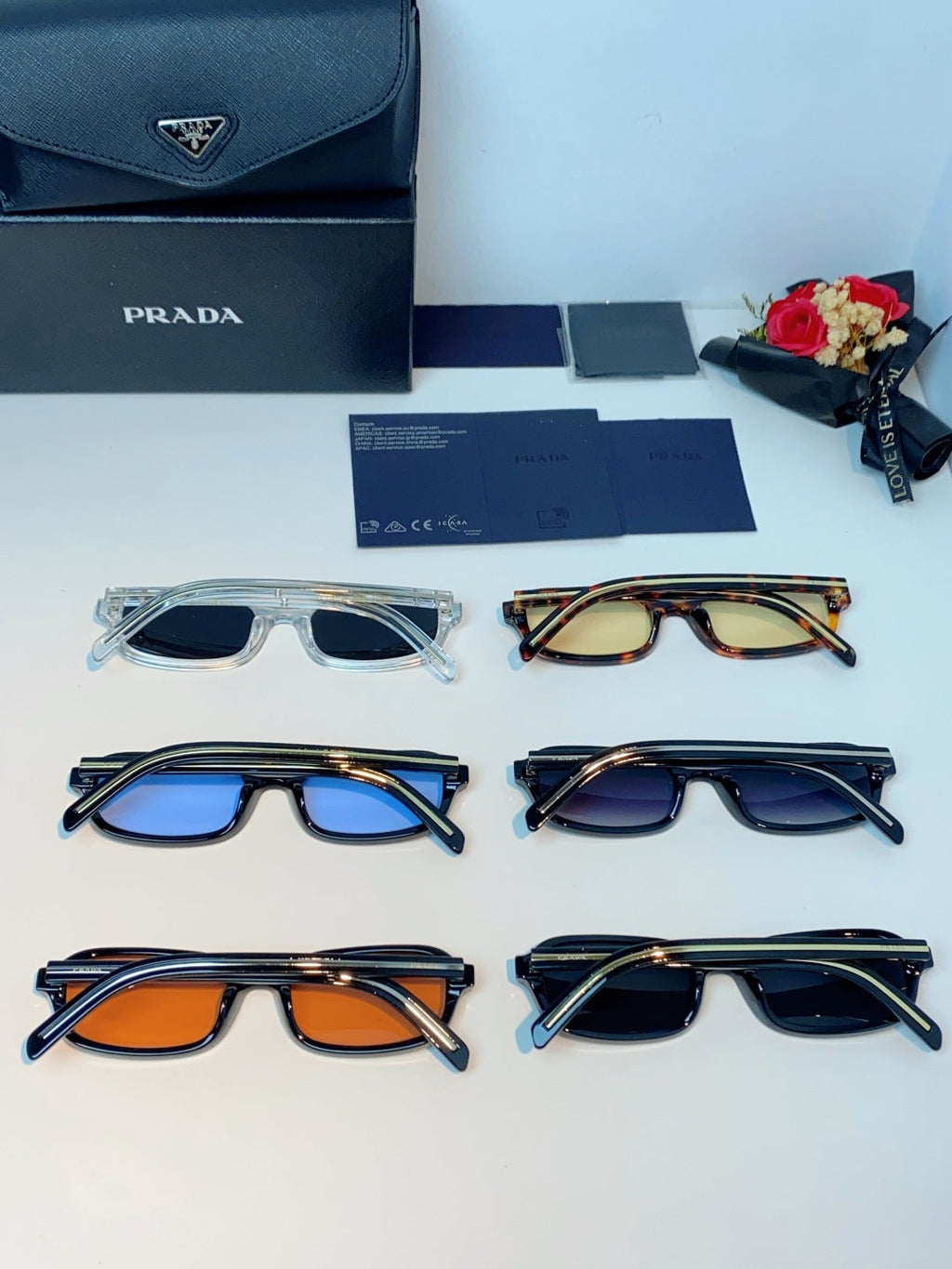 Prada Metal Oval Blue Lens Sunglasses for Men & Women - detail image 12