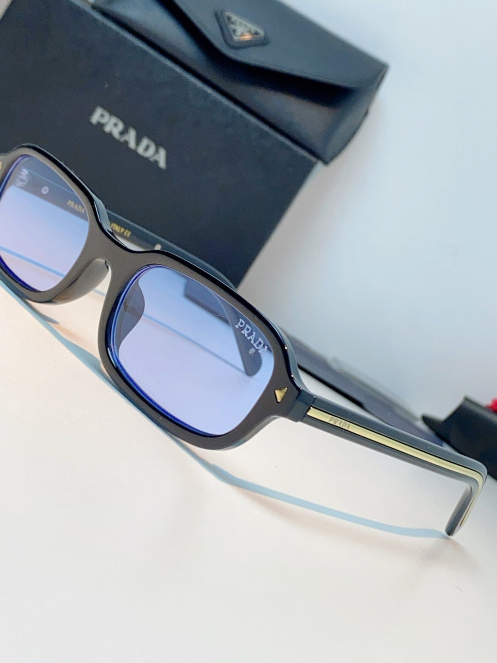 Prada Metal Oval Blue Lens Sunglasses for Men & Women - detail image 7