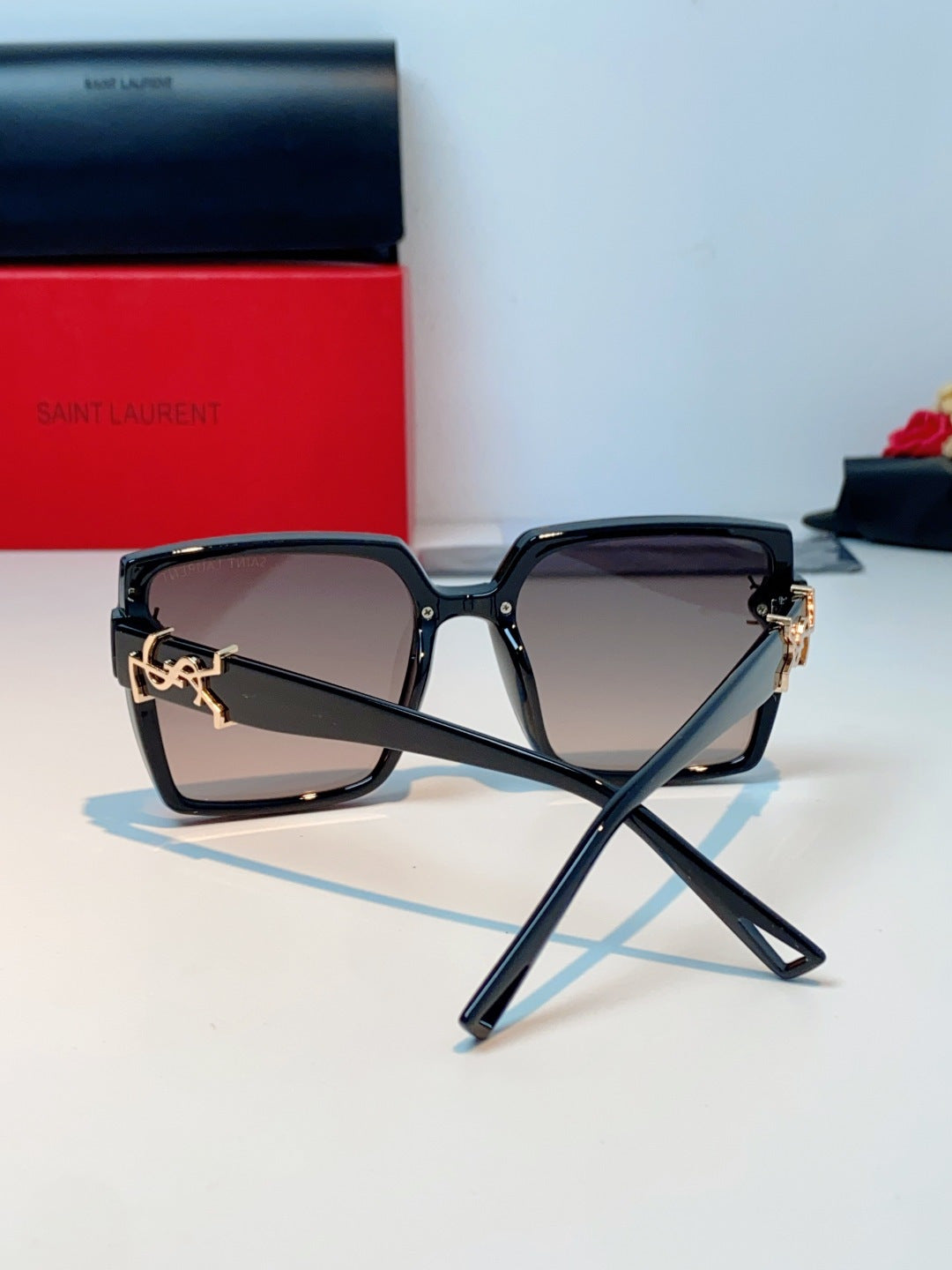 Saint Laurent Metal Square Gray Lens Sunglasses for Men & Women - detail image 3