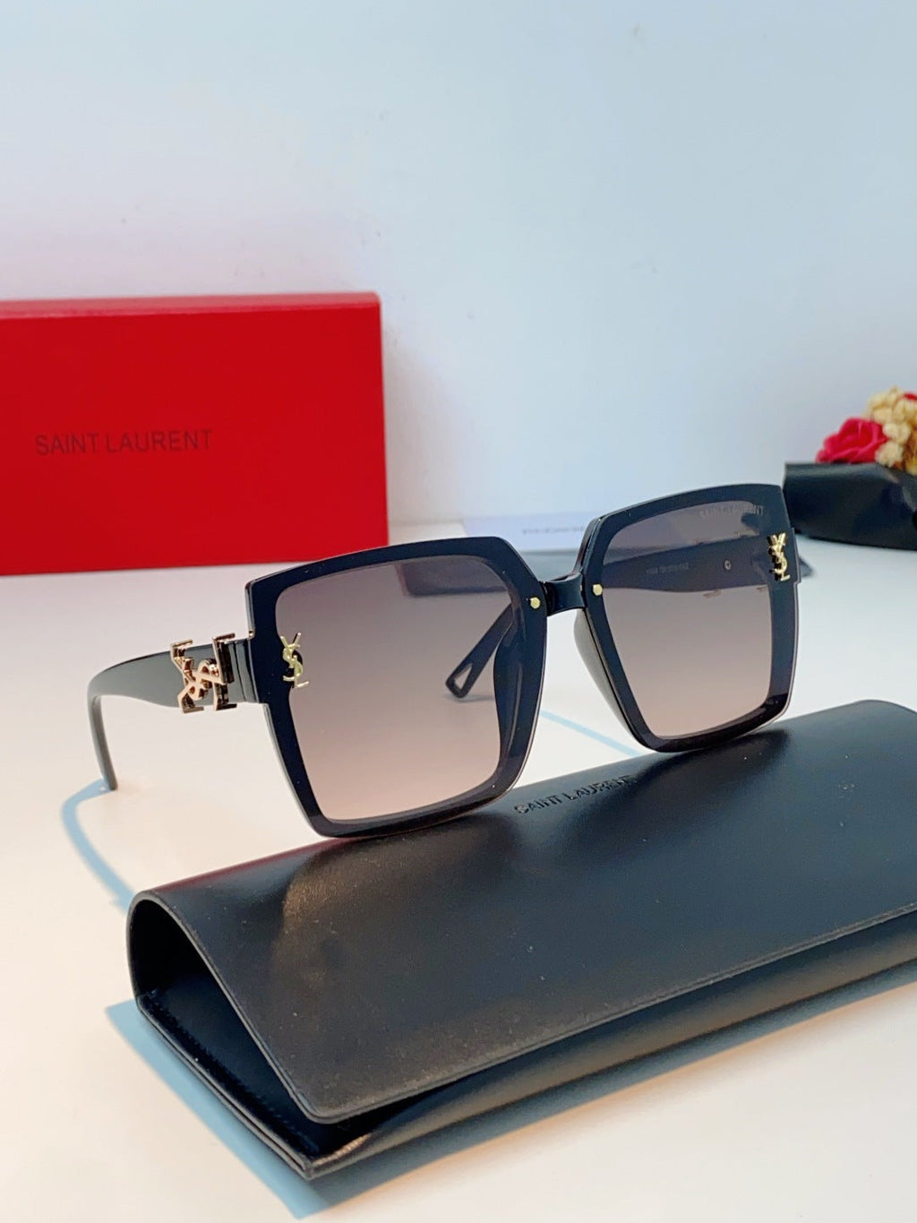 Saint Laurent Metal Square Gray Lens Sunglasses for Men & Women - detail image 11