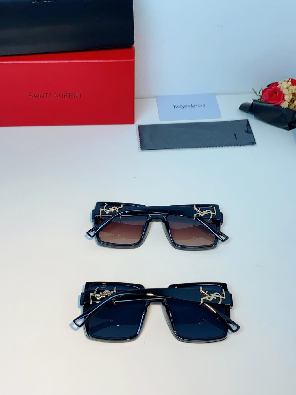 Saint Laurent Metal Square Gray Lens Sunglasses for Men & Women - detail image 12