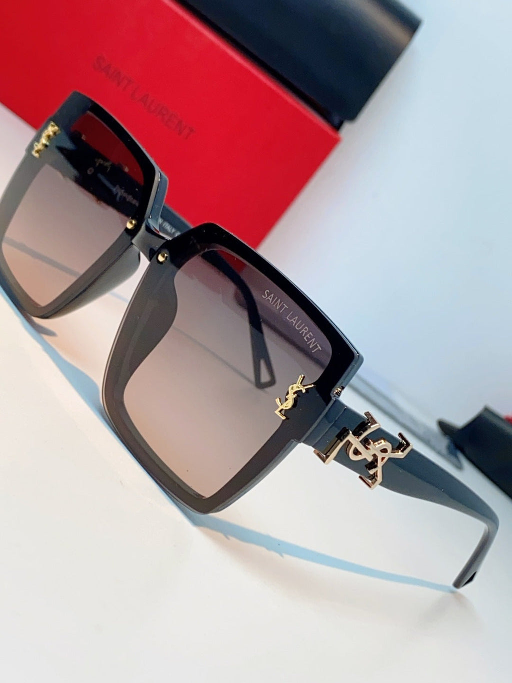 Saint Laurent Metal Square Gray Lens Sunglasses for Men & Women - detail image 7