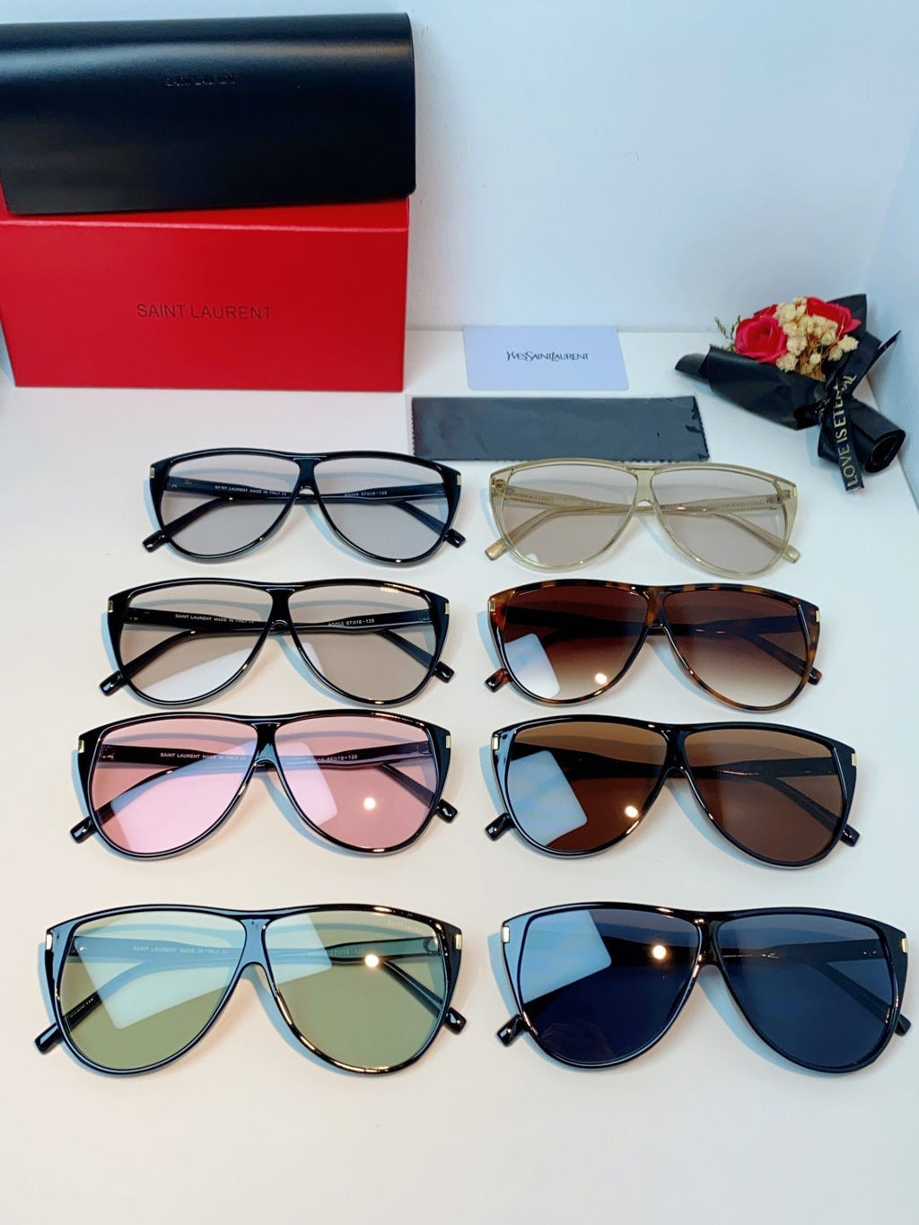 Saint Laurent Cat-Eye Silver Lens Sunglasses for Men & Women - 382481 - detail image 13
