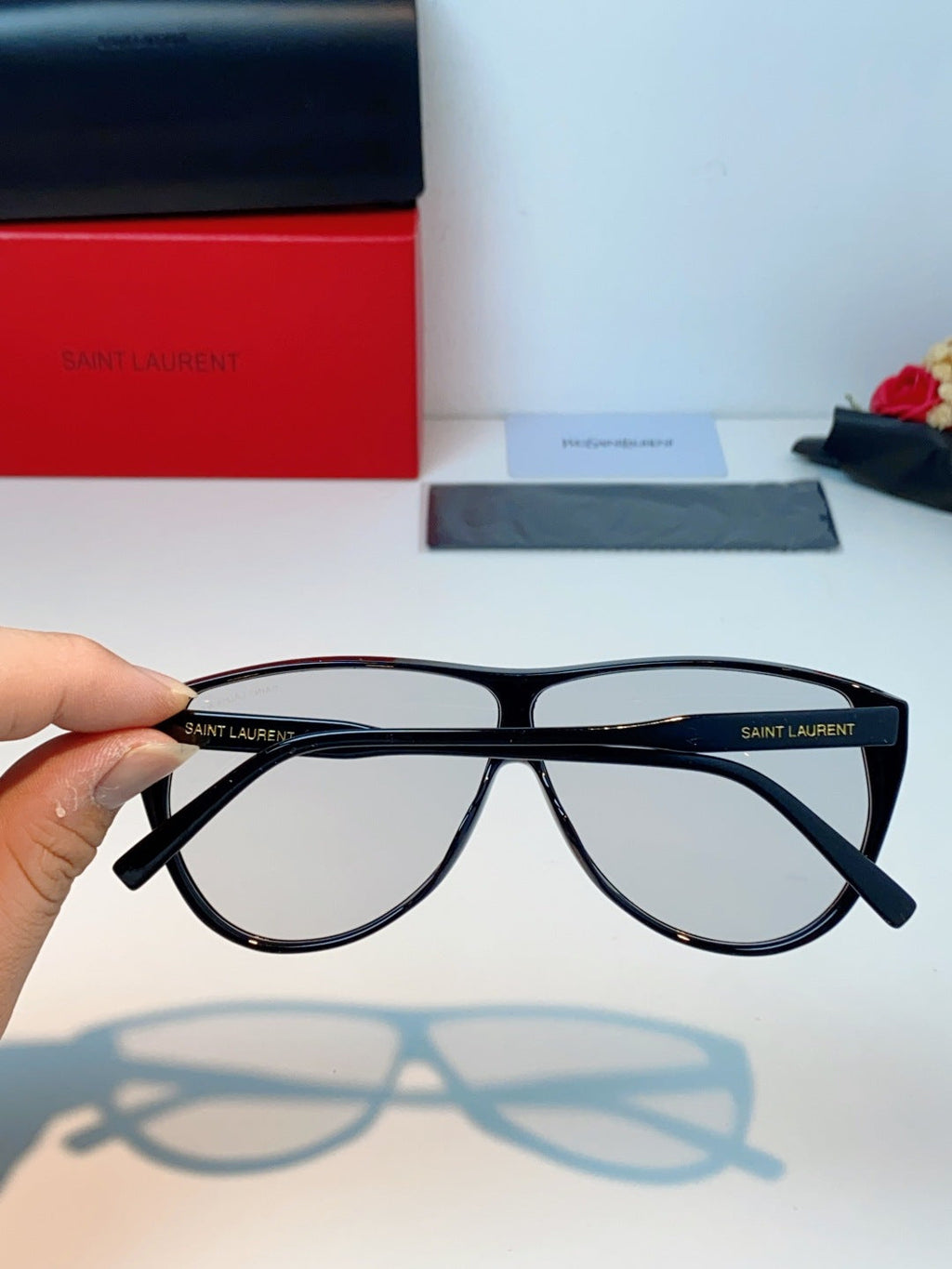 Saint Laurent Cat-Eye Silver Lens Sunglasses for Men & Women - 382478 - detail image 5