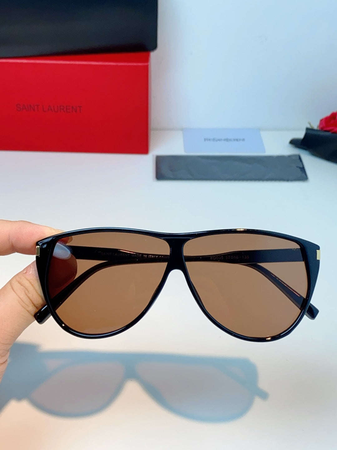 Saint Laurent Cat-Eye Brown Lens Sunglasses for Men & Women - detail image 4