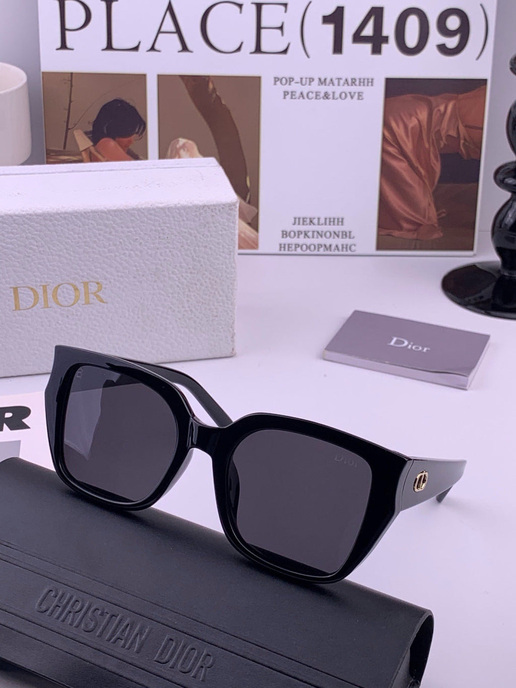Dior CD6820 Polarized Square Black Lens Sunglasses for Women - 382362 - detail image 2