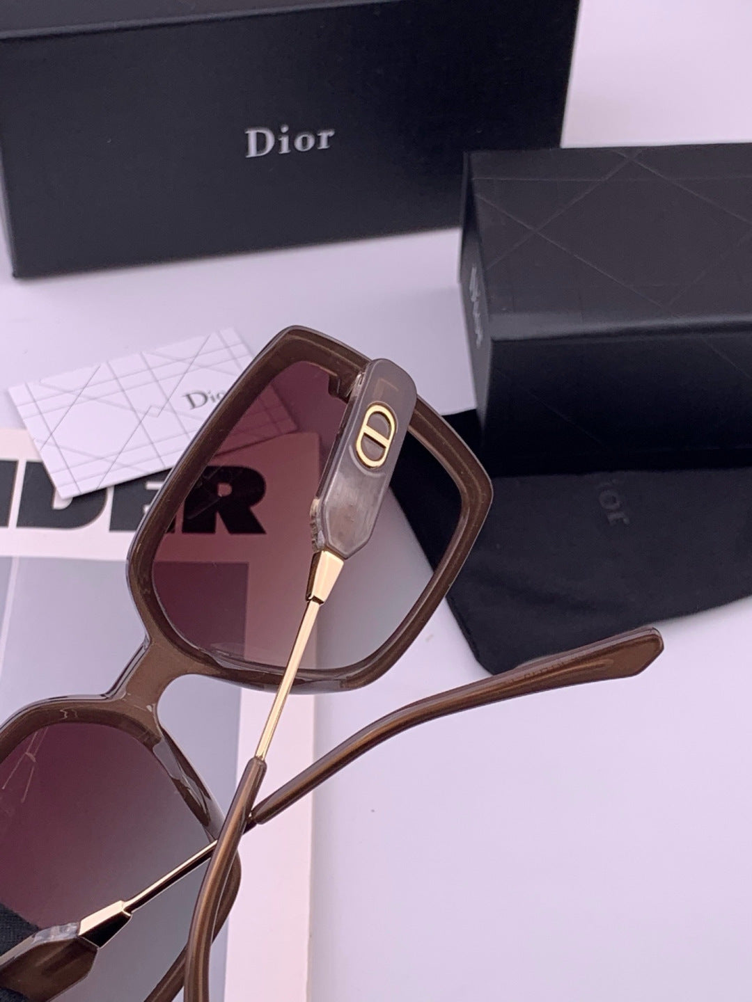 Dior CD6305 Polarized Square Gold Lens Sunglasses for Women - 382414 - detail image 6