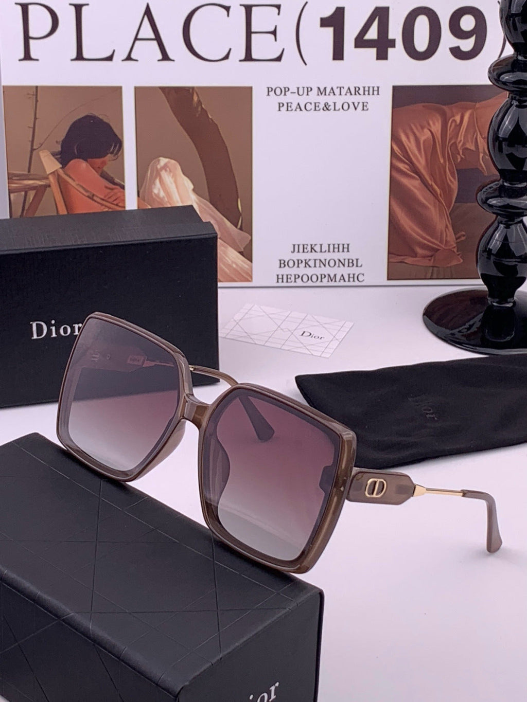 Dior CD6305 Polarized Square Gold Lens Sunglasses for Women - 382414 - detail image 2