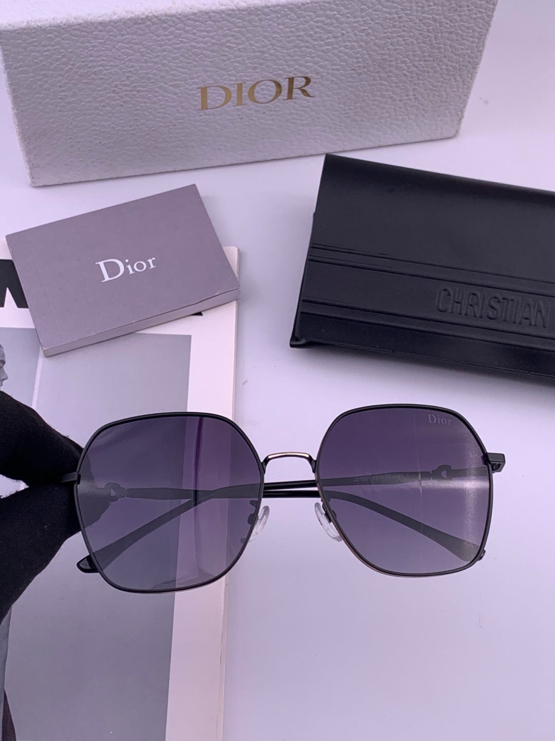 Dior CD7210 Square Gold Lens Sunglasses for Women - 382420