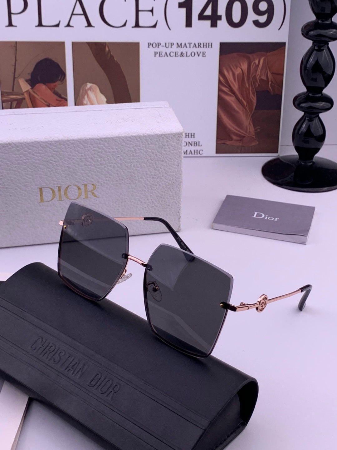 Dior CD7371 Lightweight Rimless Black Lens Sunglasses for Women - 382421 - detail image 2