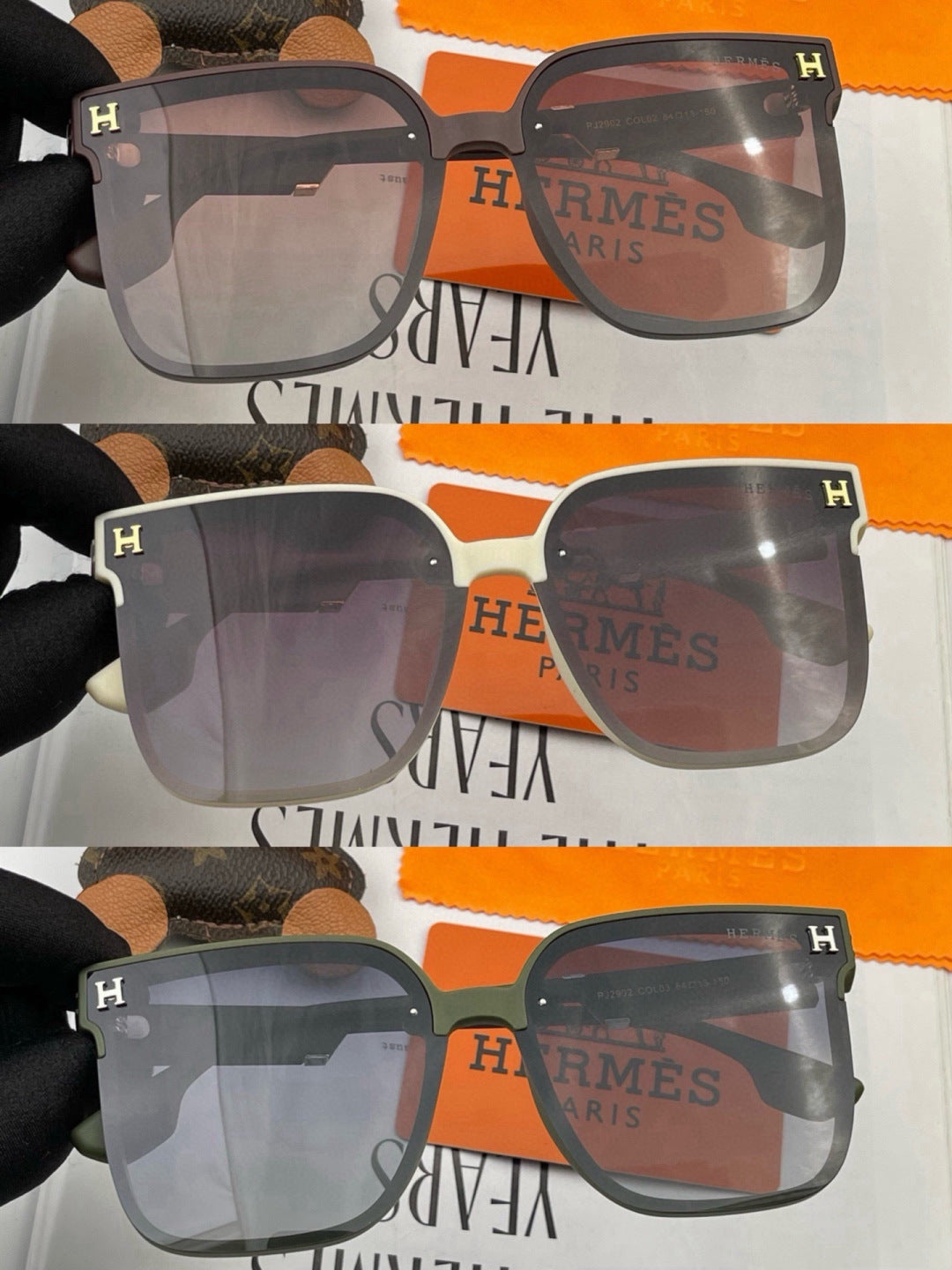 Hermès H2290 Polarized Square Gold Lens Sunglasses for Men & Women - 399428 - detail image 2